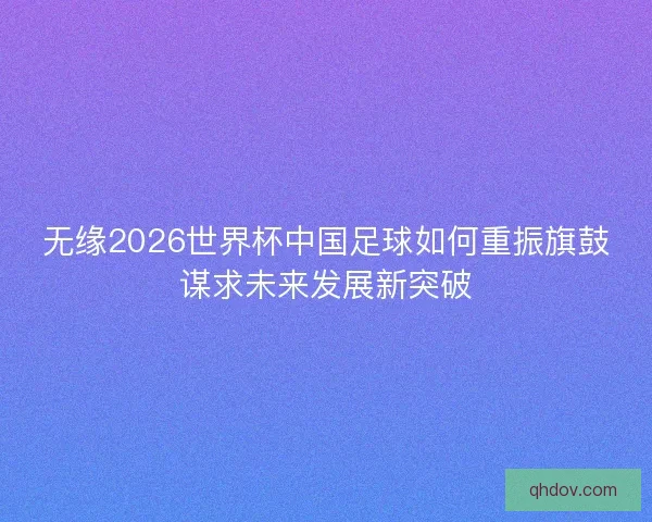 无缘2026世界杯中国足球如何重振旗鼓谋求未来发展新突破
